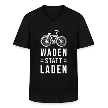 Waden statt Laden - Männer-T-Shirt mit V-Ausschnitt - Schwarz - Vorne - AI Model Male 178 dark (178cm)
