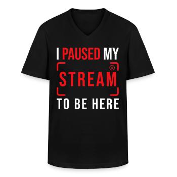 Streamer Streaming Livestream Gift - Men's V-Neck T-Shirt - black - Front - AI Model Male 178 dark (178cm)