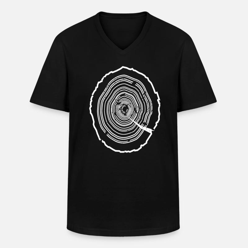 Holzscheibe Baum Rinde - Männer-T-Shirt mit V-Ausschnitt - Schwarz