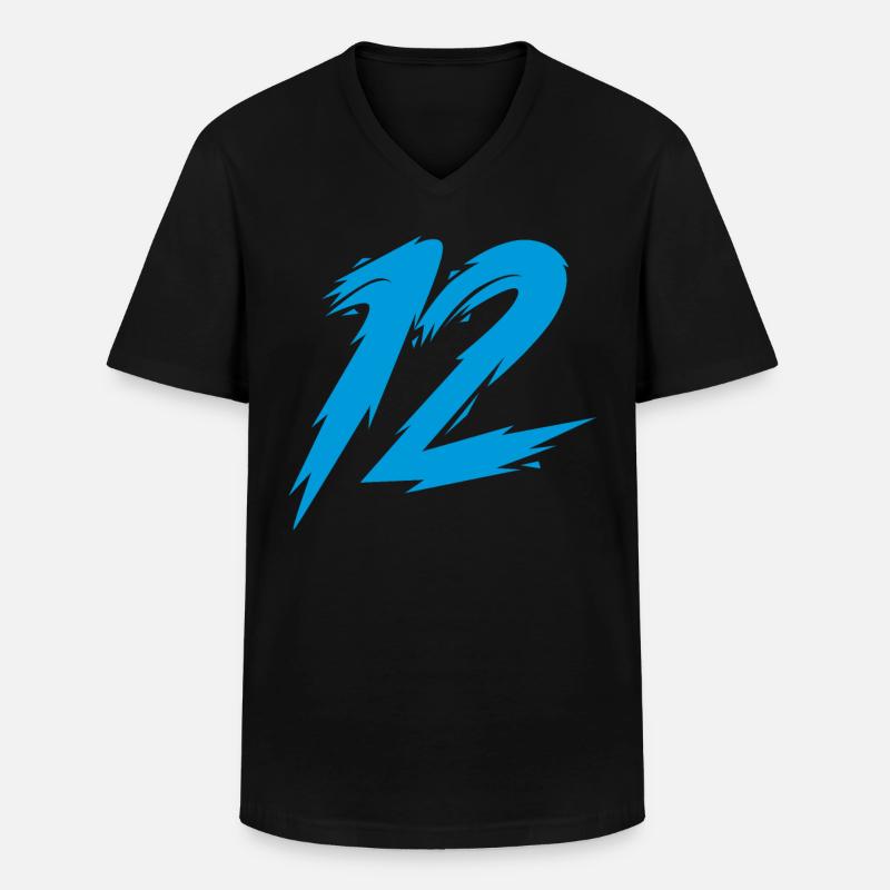 12 - Männer-T-Shirt mit V-Ausschnitt - Schwarz