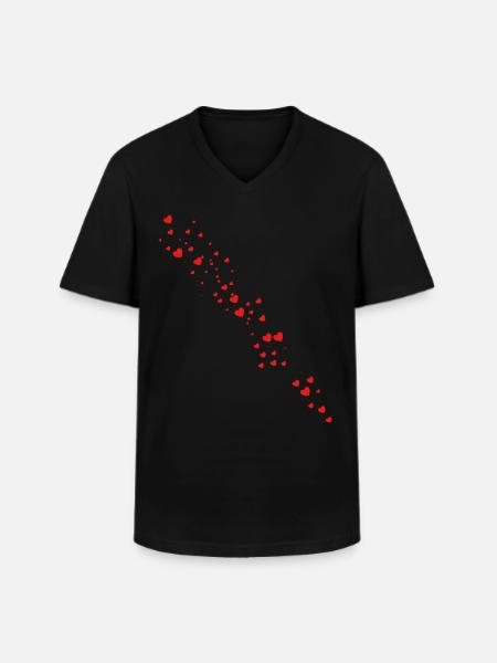 Herz - Männer-T-Shirt mit V-Ausschnitt - Schwarz