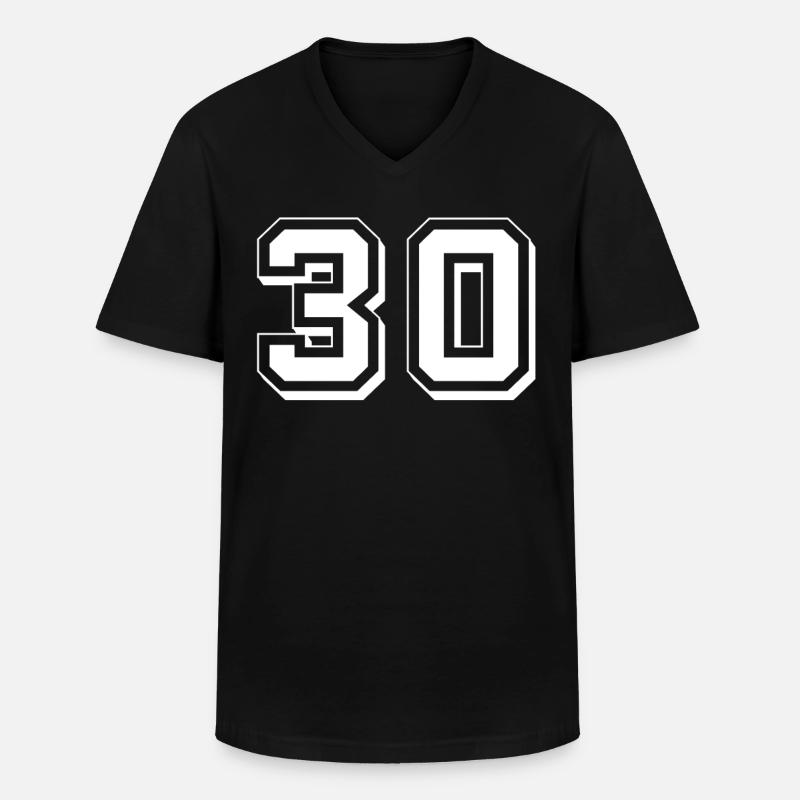 Nummer 30 - Männer-T-Shirt mit V-Ausschnitt - Schwarz