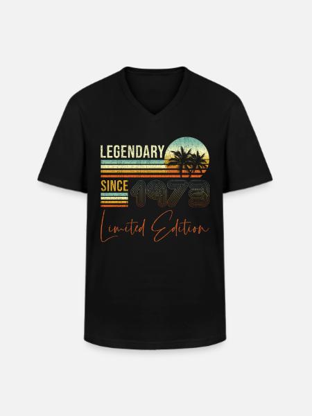 Birthday Legendary since 1973 - Men's V-Neck T-Shirt - black