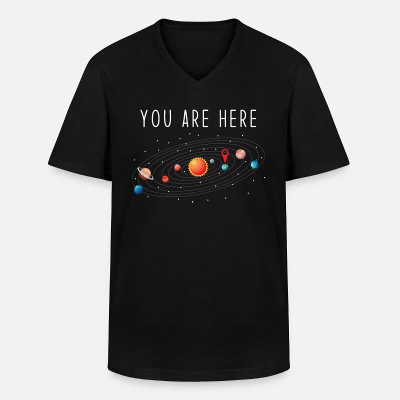 Sonnensystem - Männer-T-Shirt mit V-Ausschnitt - Schwarz