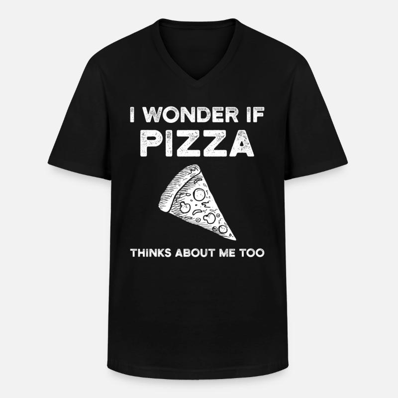 Pizza - Männer-T-Shirt mit V-Ausschnitt - Schwarz