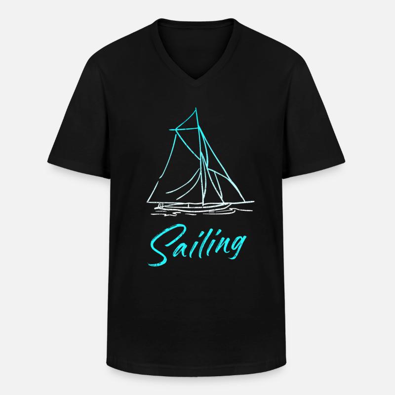Segeln - Männer-T-Shirt mit V-Ausschnitt - Schwarz