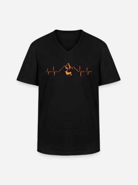 Mountain Climbing Hearbeat - Men's V-Neck T-Shirt - black