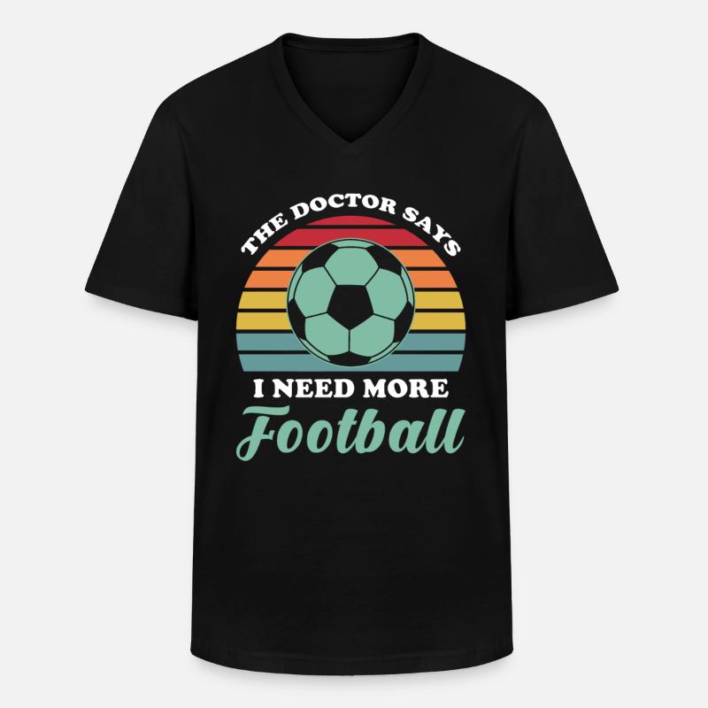 Fußball - Männer-T-Shirt mit V-Ausschnitt - Schwarz