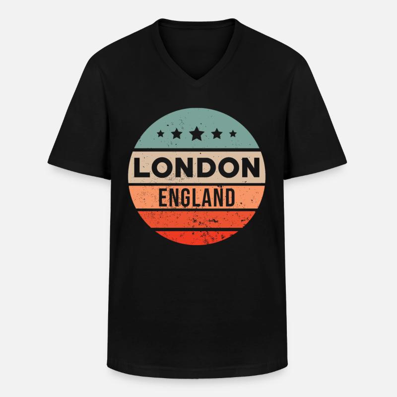 London - Männer-T-Shirt mit V-Ausschnitt - Schwarz