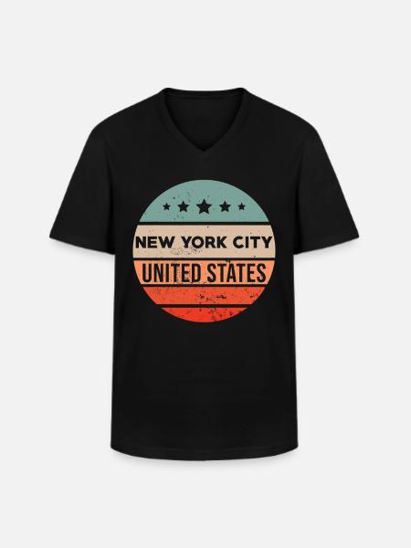 New York NY - Men's V-Neck T-Shirt - black