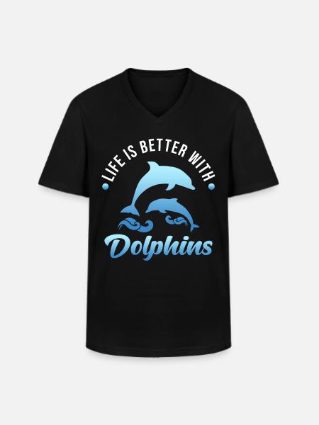 Delfin - Männer-T-Shirt mit V-Ausschnitt - Schwarz