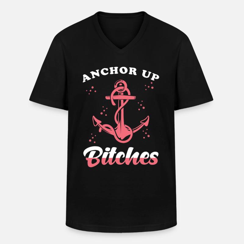 Anker Wortspiel - Männer-T-Shirt mit V-Ausschnitt - Schwarz