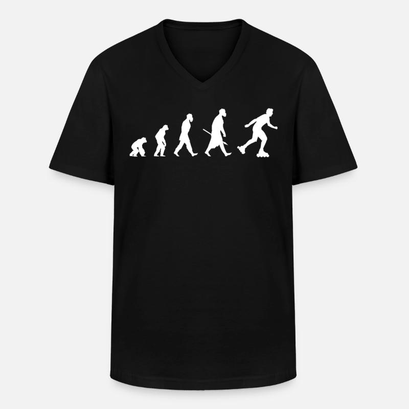 Evolution of roller blade - Männer-T-Shirt mit V-Ausschnitt - Schwarz