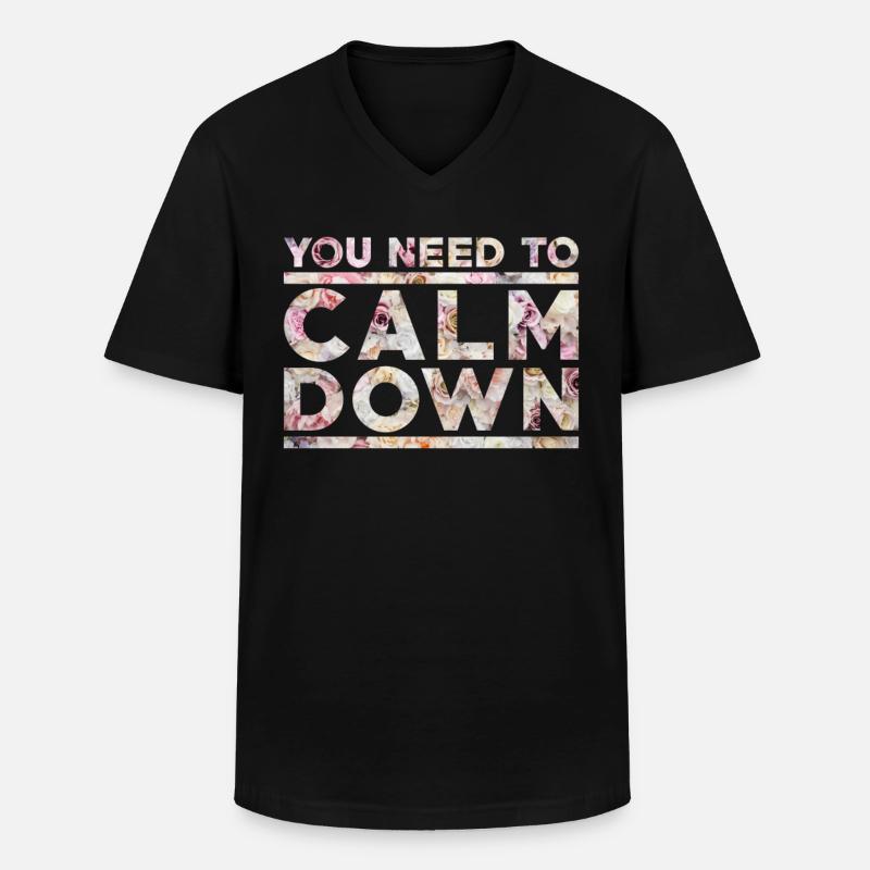 Calm Down - Männer-T-Shirt mit V-Ausschnitt - Schwarz