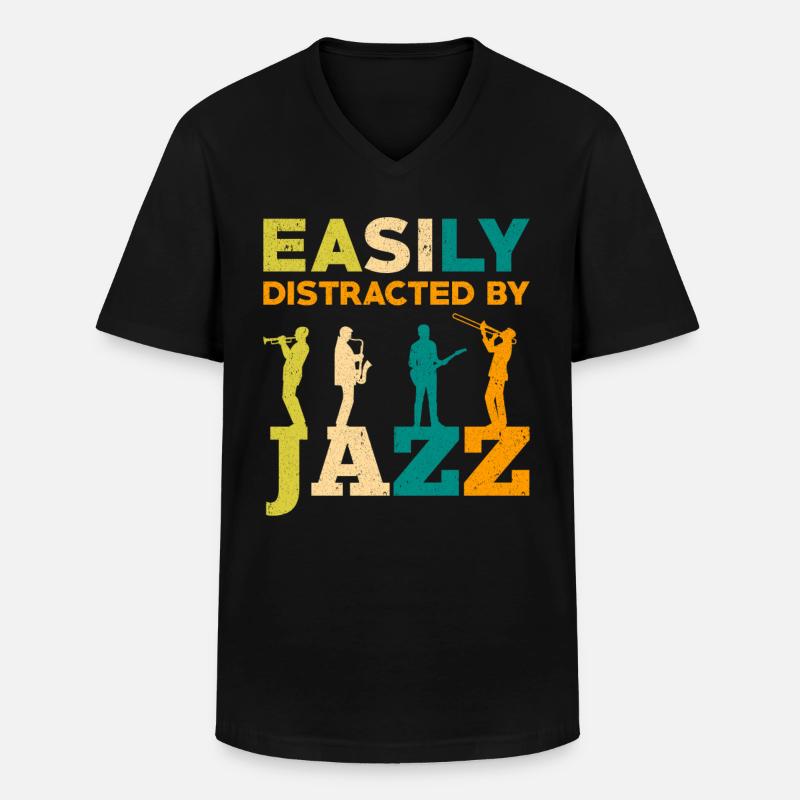 Jazz Musik - Männer-T-Shirt mit V-Ausschnitt - Schwarz