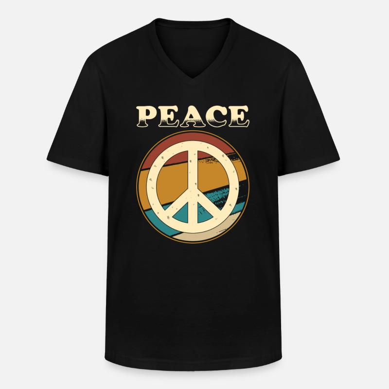Peacezeichen - Männer-T-Shirt mit V-Ausschnitt - Schwarz