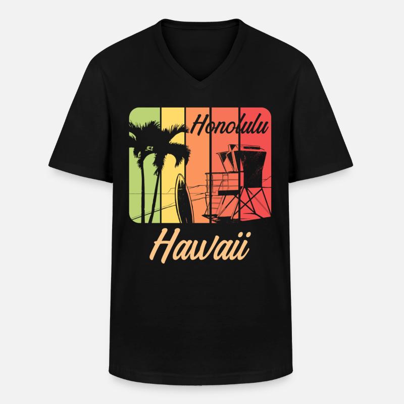 Hawaii Honolulu - Männer-T-Shirt mit V-Ausschnitt - Schwarz