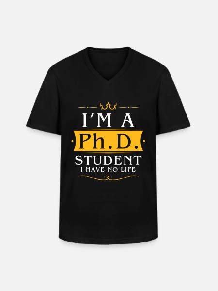 Ph.D. Student - T-shirt col V Homme - noir