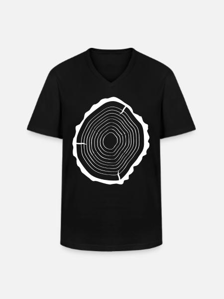 Tree Wood - Men's V-Neck T-Shirt - black
