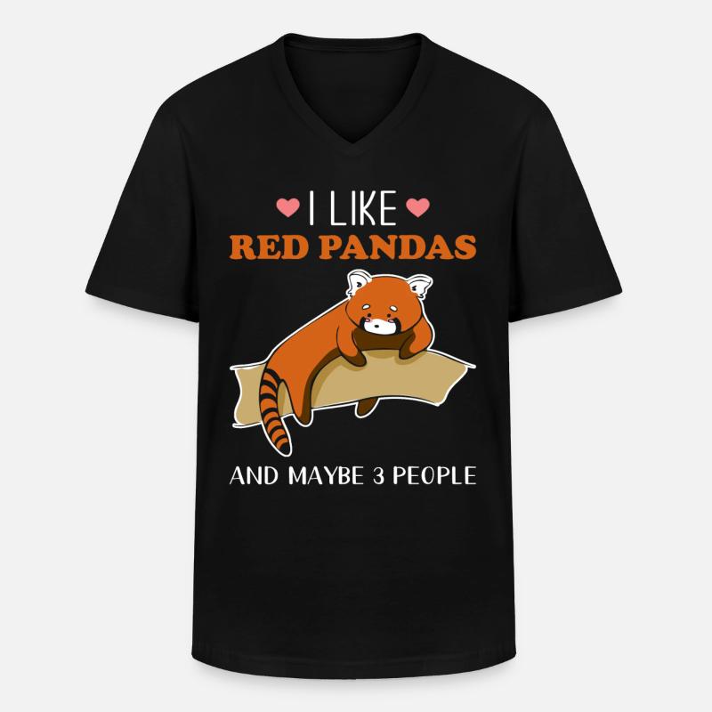 Roter Panda - Männer-T-Shirt mit V-Ausschnitt - Schwarz