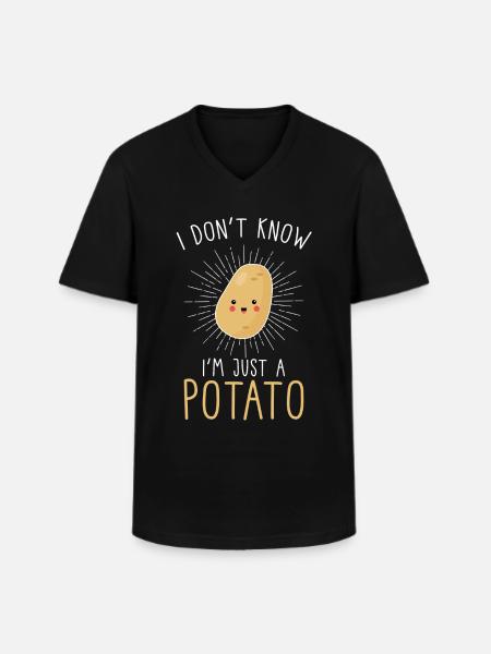 Kawaii potatis kawaii mat - T-shirt med V-ringning herr - svart
