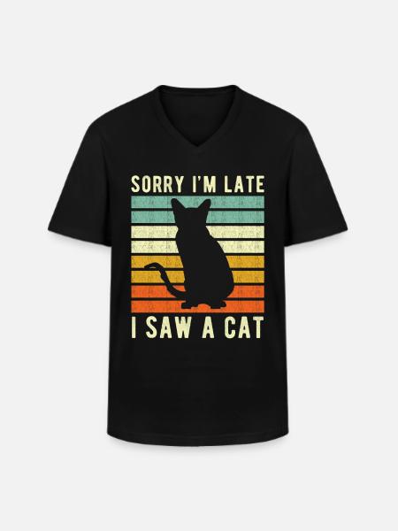 Cat funny saying - Men's V-Neck T-Shirt - black