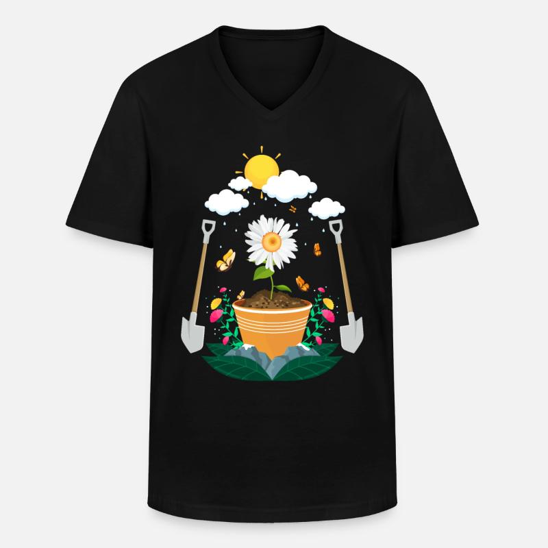 Garten - Männer-T-Shirt mit V-Ausschnitt - Schwarz