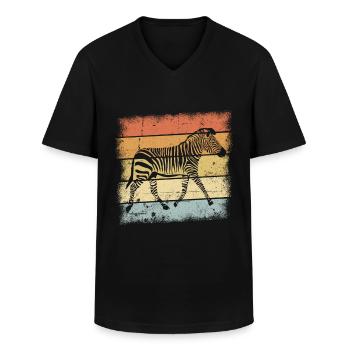 Zebra Safari Afrika - Männer-T-Shirt mit V-Ausschnitt - Schwarz - Vorne - AI Model Male 178 dark (178cm)