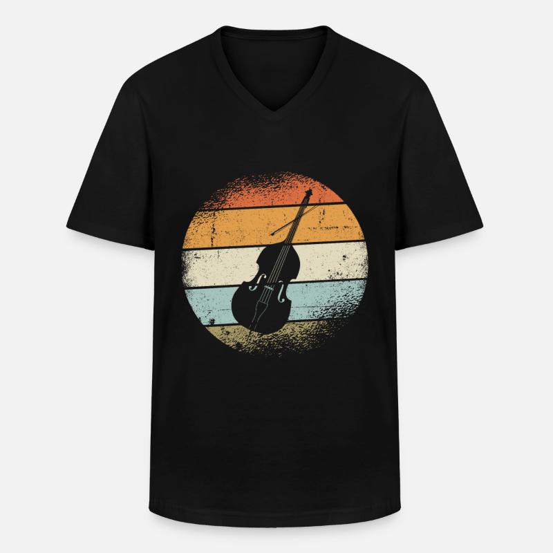 Kontrabass - Männer-T-Shirt mit V-Ausschnitt - Schwarz