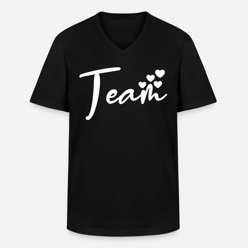 Liebe Team Herz - Männer-T-Shirt mit V-Ausschnitt - Schwarz