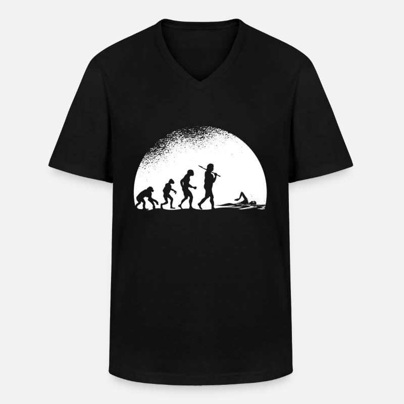 Evolution Schwimmen - Männer-T-Shirt mit V-Ausschnitt - Schwarz