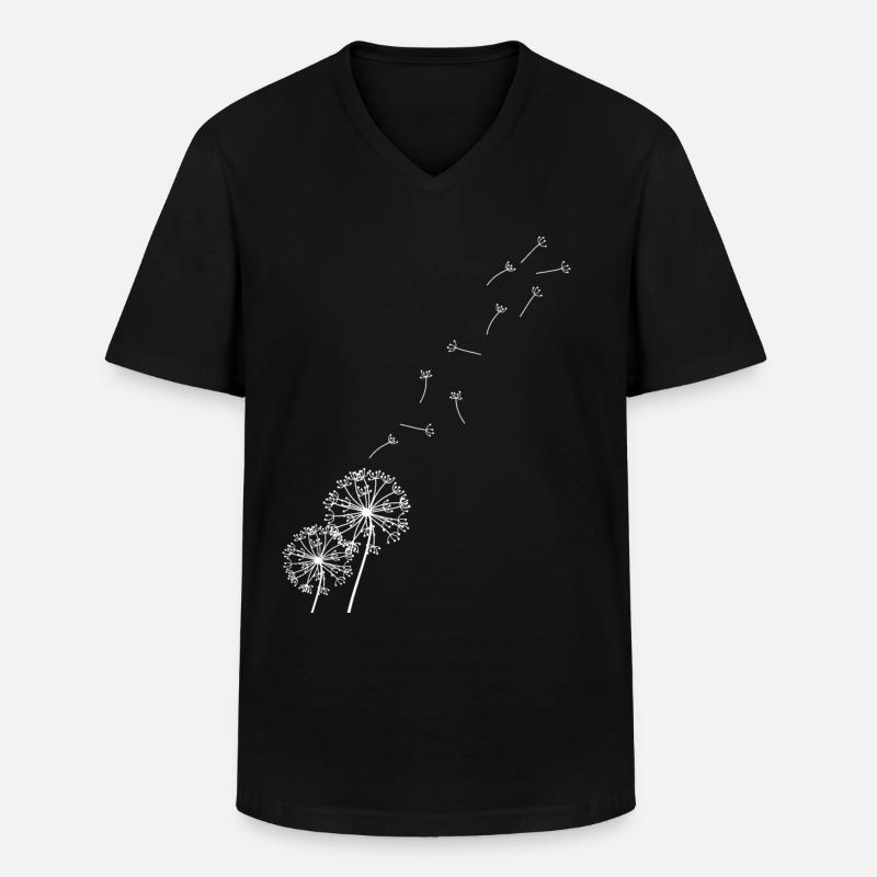 Löwenzahn Pusteblume - Männer-T-Shirt mit V-Ausschnitt - Schwarz