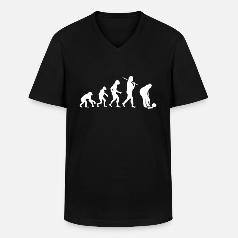 Evolution Curling - Männer-T-Shirt mit V-Ausschnitt - Schwarz