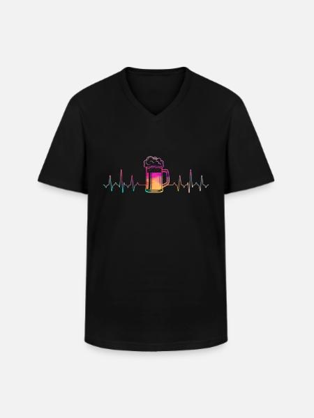Beer Heartbeat - Men's V-Neck T-Shirt - black
