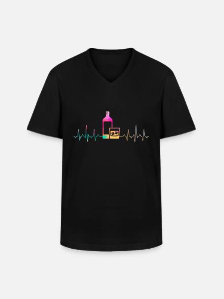Whisky Heartbeat - Men's V-Neck T-Shirt - black