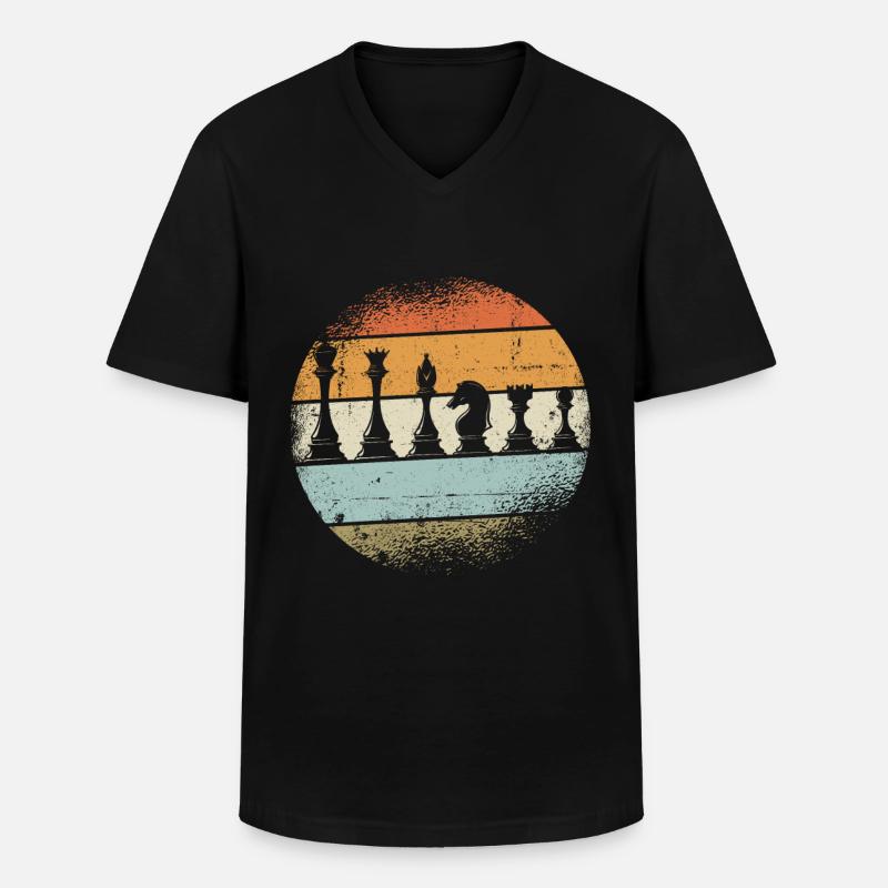 Schach Geschenk - Männer-T-Shirt mit V-Ausschnitt - Schwarz
