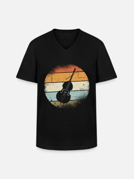 contrebasse - T-shirt col V Homme - noir