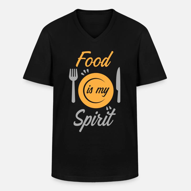 Essen Spruch lustig - Männer-T-Shirt mit V-Ausschnitt - Schwarz
