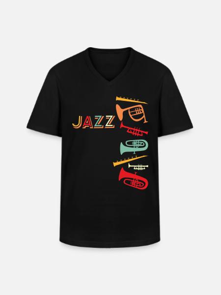 Jazz - Männer-T-Shirt mit V-Ausschnitt - Schwarz
