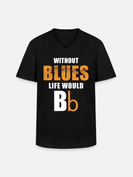 Blues - Männer-T-Shirt mit V-Ausschnitt - Schwarz