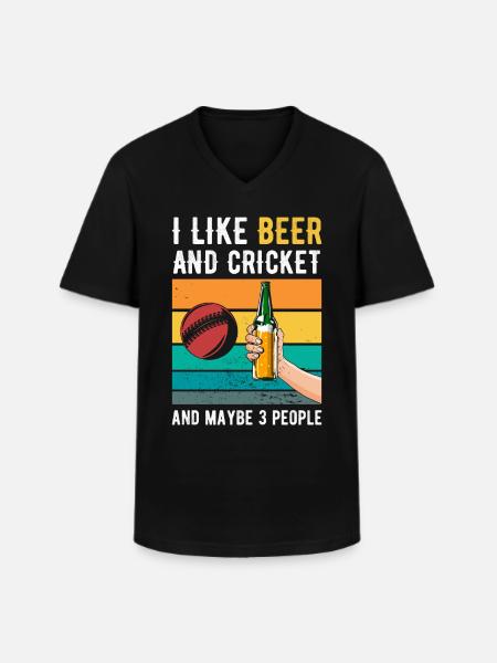 Cricket and Beer Retro Gift - Men's V-Neck T-Shirt - black