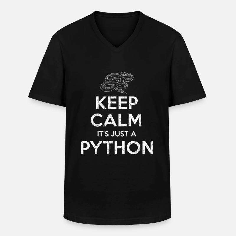 Serpent python - T-shirt col V Homme - noir