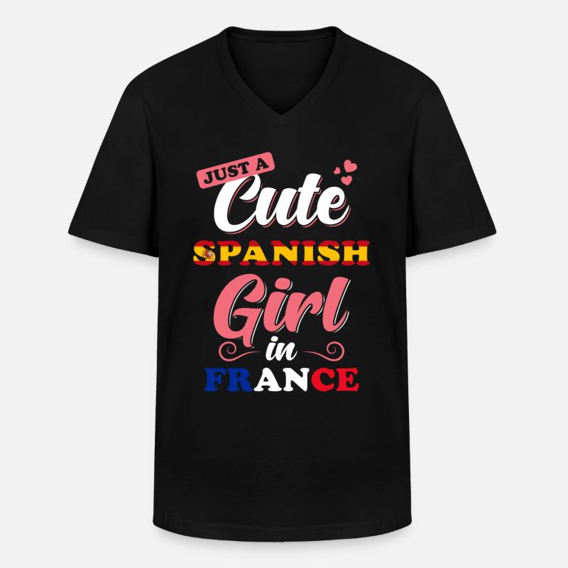 Spanien Frankreich Spruch - Männer-T-Shirt mit V-Ausschnitt - Schwarz