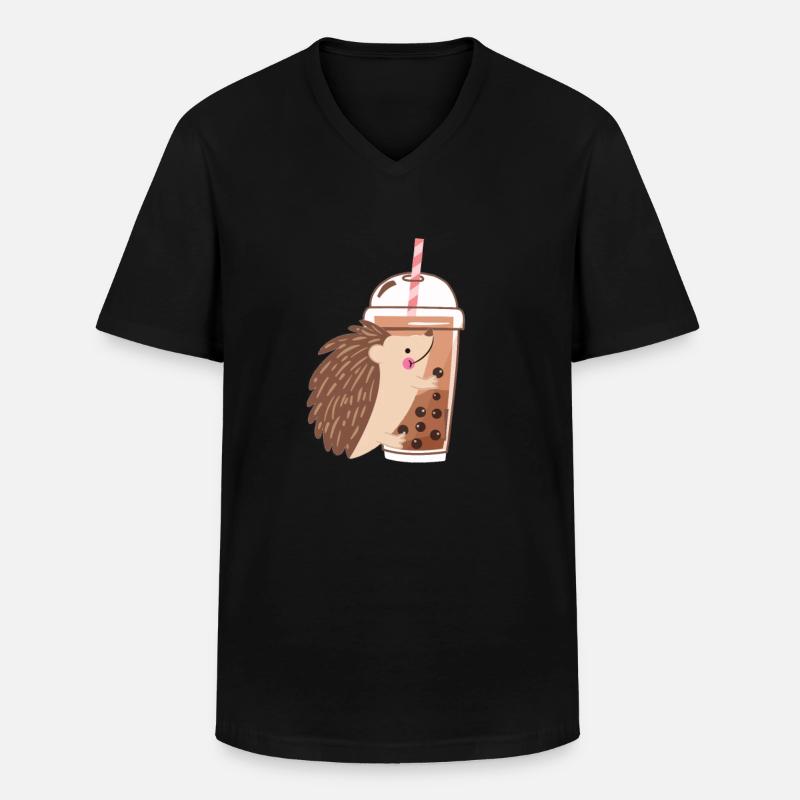 Bubble Tea Igel - Männer-T-Shirt mit V-Ausschnitt - Schwarz