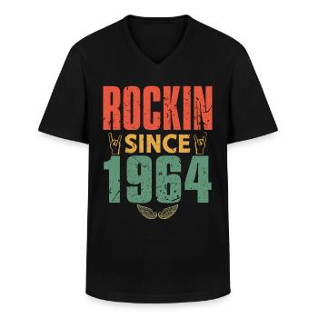 Geburtstag 1964 Spruch Rock - Männer-T-Shirt mit V-Ausschnitt - Schwarz - Vorne - AI Model Male 178 dark (178cm)