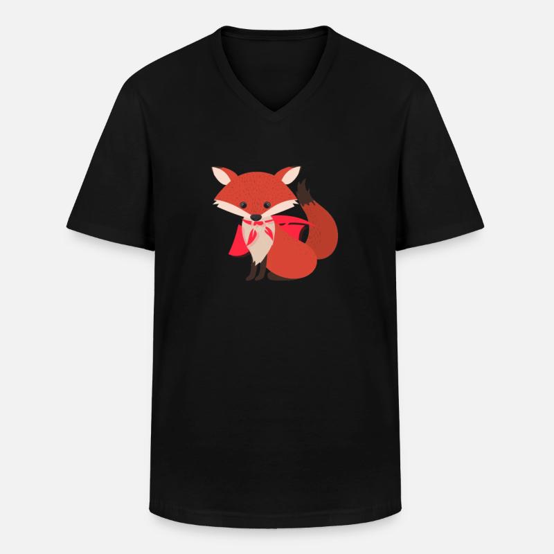 Fuchs Superheld - Männer-T-Shirt mit V-Ausschnitt - Schwarz