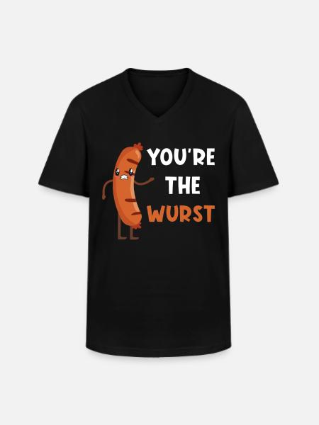 Sausage wordplay funny - Men's V-Neck T-Shirt - black