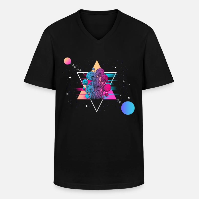Mushroom Vaporwave - Männer-T-Shirt mit V-Ausschnitt - Schwarz