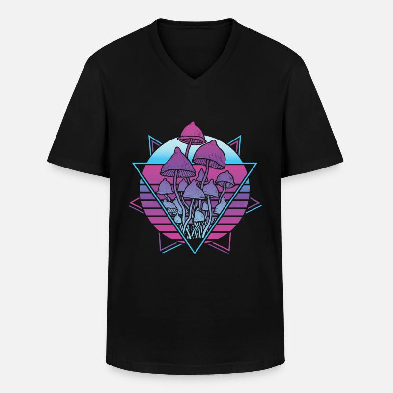 Pilze Vaporwave - Männer-T-Shirt mit V-Ausschnitt - Schwarz