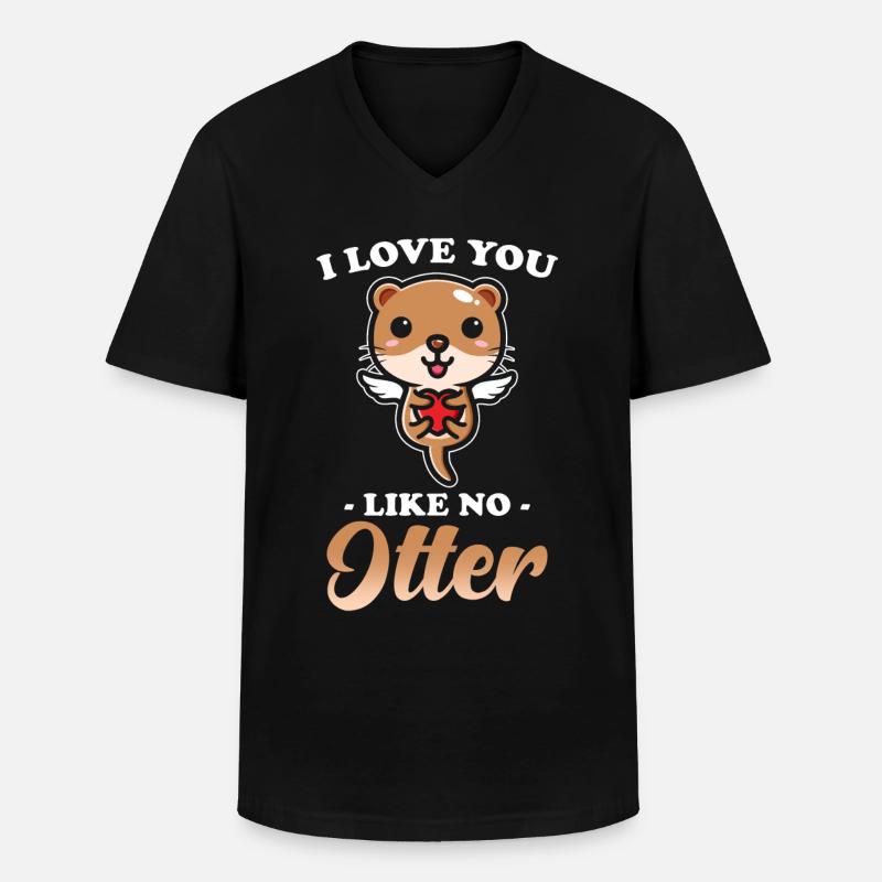 Otter - Männer-T-Shirt mit V-Ausschnitt - Schwarz